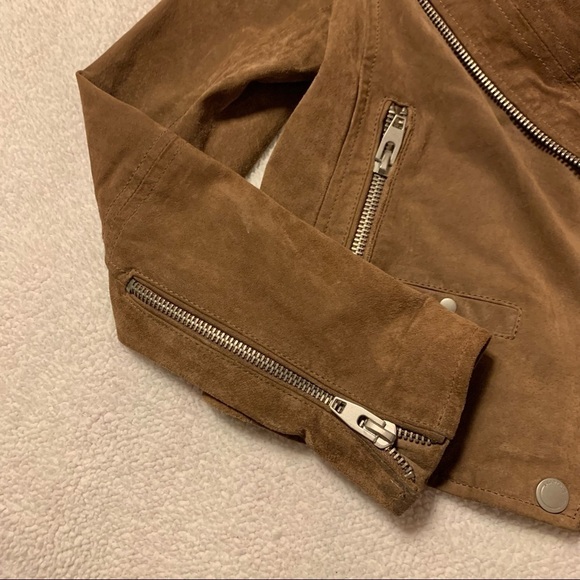 Blank NYC Suede Leather Jacket Brown Moto Fitted - Picture 11 of 15